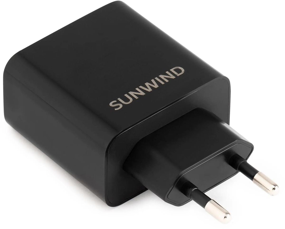 Сетевое зарядное устройство SunWind SWWB3 30 Вт, USB, USB type-C, Quick Charge, PD, черный (SWWB3H1100BK)