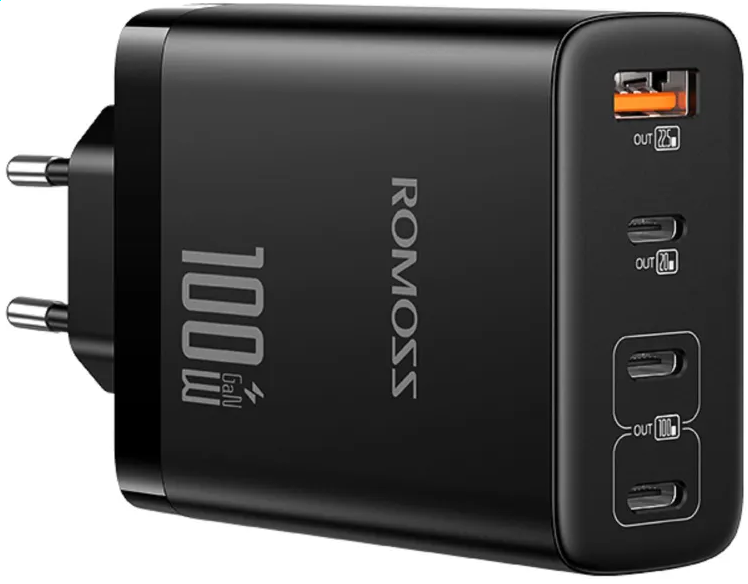 

Сетевое зарядное устройство ROMOSS AC100H 100 Вт, USB, 3xUSB type-C, Quick Charge, PD, черный, AC100H
