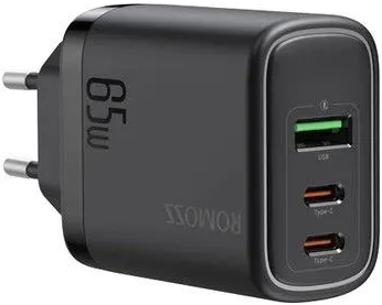 

Сетевое зарядное устройство ROMOSS AC65H 65 Вт, USB, 2xUSB type-C, Quick Charge, PD, черный, AC65H