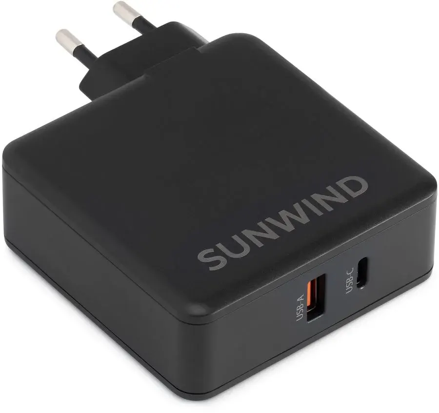 Сетевое зарядное устройство SunWind SWWB0 100 Вт, USB, USB type-C, Quick Charge, PD, черный (SWWB0H1100BK)