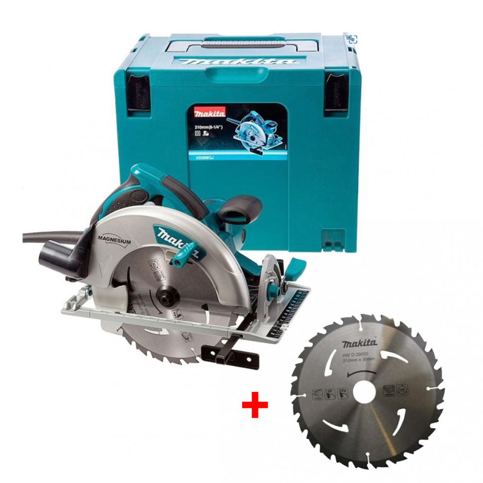 Дисковая пила Makita 5008MGJX2, 1.8 кВт, 5800 об/мин, диаметр диска 21 см, подсветка (5008MGJX2)