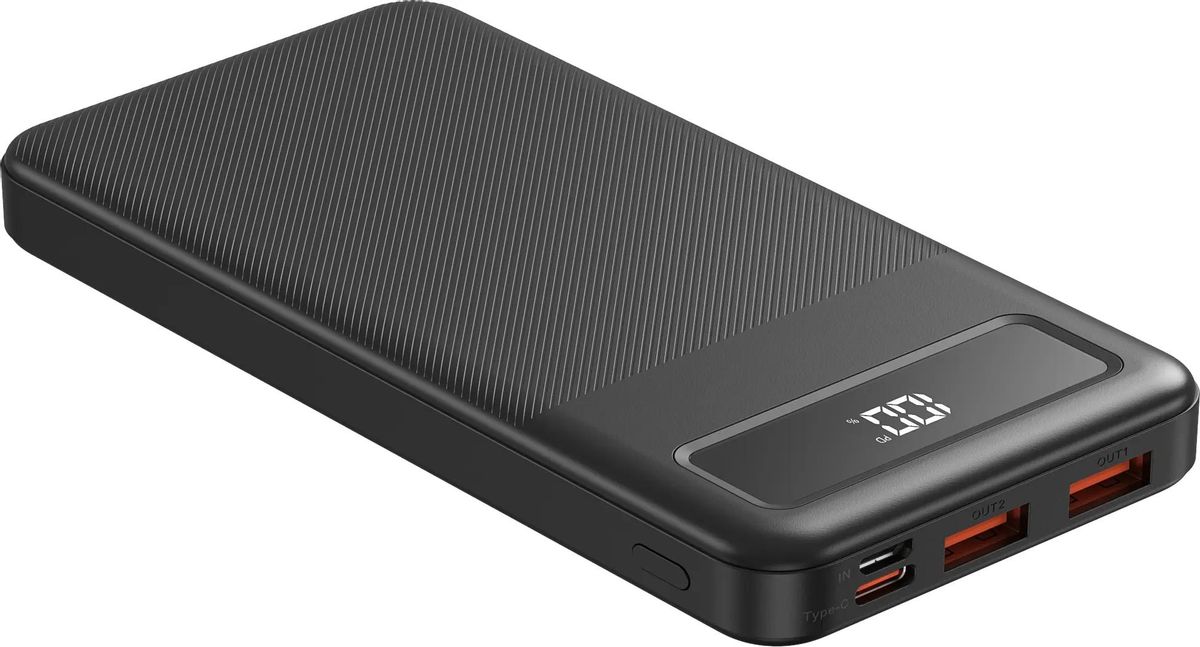 Портативный аккумулятор (Powerbank) TFN Porta PB-321, 10 А·ч, 2xUSB, 3А, Type-C, черный (TFN-PB-321-BK)