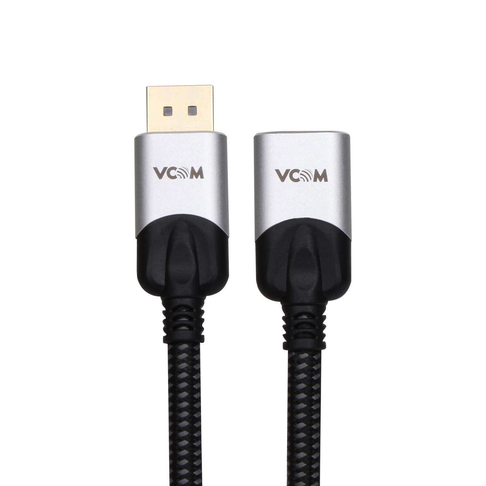 Кабель-удлинитель DisplayPort (M)-DisplayPort(F) v1.4 4K, 8K, экранированный, 1 м, черный/серебристый VCOM (CG635F-1.0), цвет черный/серебристый - фото 1