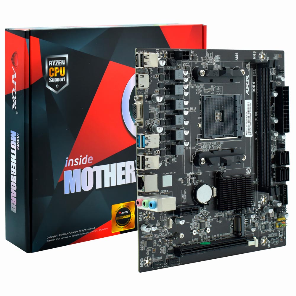 

Материнская плата AFOX B450D4-MA-V4, SocketAM4, AMD B450, 2xDDR4, PCI-Ex16, 5.1-ch, GLAN, 2 USB 3.0, VGA, HDMI, mATX, Retail, B450D4-MA-V4