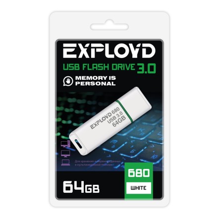 

Флешка 64Gb USB 3.0 EXPLOYD 680, белый (EX-64GB-680-White)