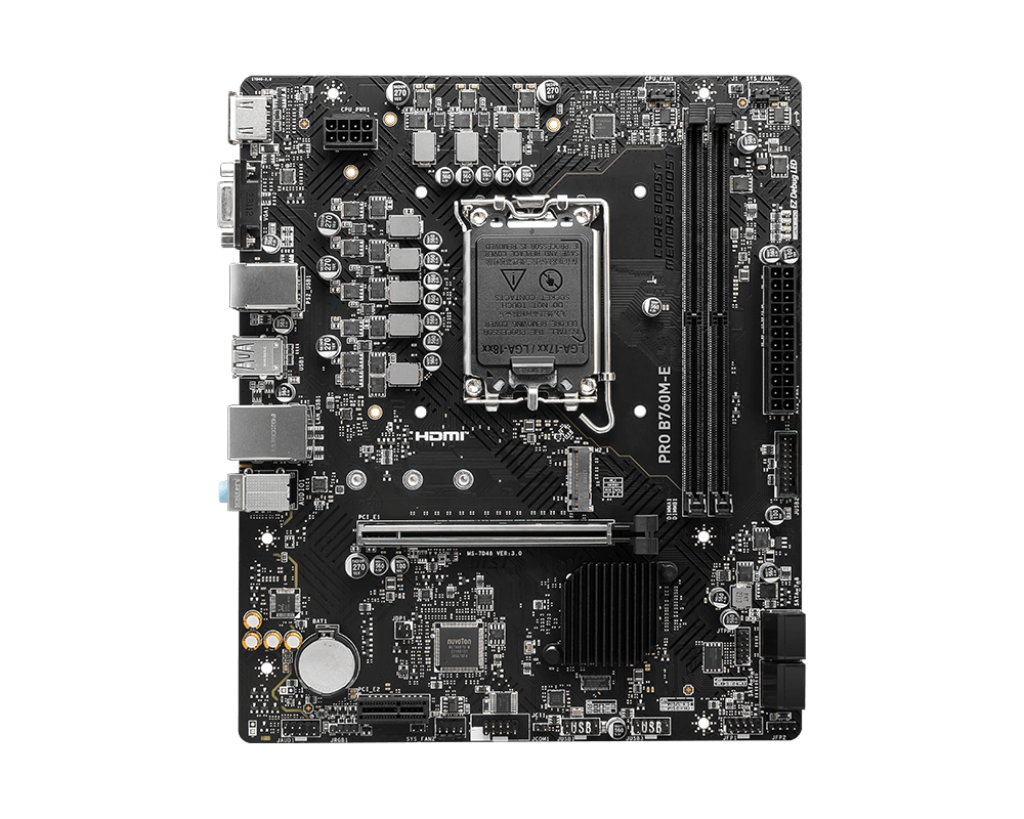 Материнская плата MSI PRO B760M-E, Socket1700, Intel B760, mATX