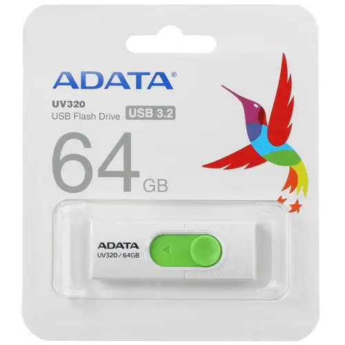 

Флешка 64Gb USB 3.2 Gen 1 ADATA UV320, белый/зеленый (AUV320-64G-RWHGN), UV320