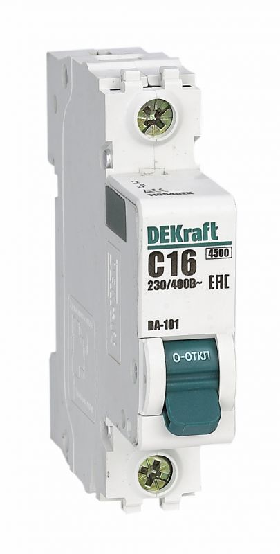 

Выключатель автоматический DeKraft 11101DEK однополюсный (1P/1П) 10А D 4.5кА (11101DEK), 11101DEK