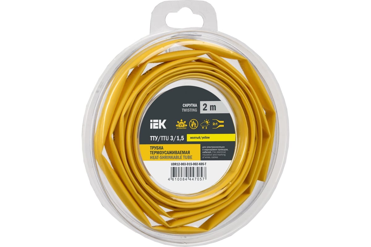 Термоусаживаемая трубка IEK ТТУ нг-LS, 3 мм/1.5 мм, 1 шт.x2 м