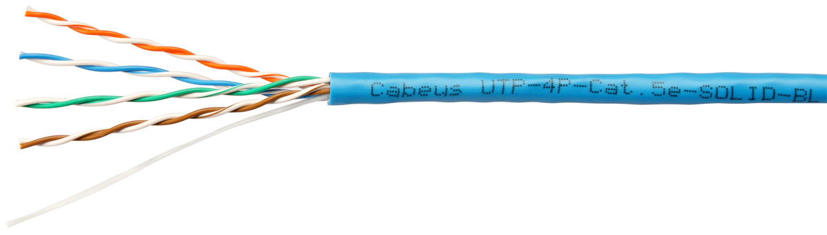 Витая пара UTP кат5e 4 пары CU 100м внутренний одножильный PVC синий Cabeus UTP-4P-Cat5e-SOLID-BL-100 5475₽