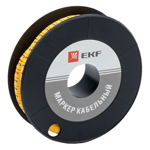 

Маркер кабельный EKF цифра "3" для 1.5мм², 1000 шт., желтый (plc-KM-1.5-3)
