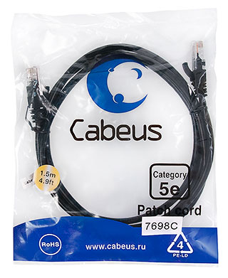 

Патч-корд UTP кат.5e, 1.5 м, RJ45-RJ45, черный, CU, LSZH, Cabeus (PC-UTP-RJ45-Cat.5e-1.5m-BK-LSZH)