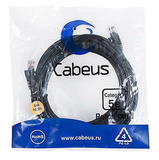 

Патч-корд UTP кат.5e, 5 м, RJ45-RJ45, черный, CU, LSZH, Cabeus (PC-UTP-RJ45-Cat.5e-5m-BK-LSZH)