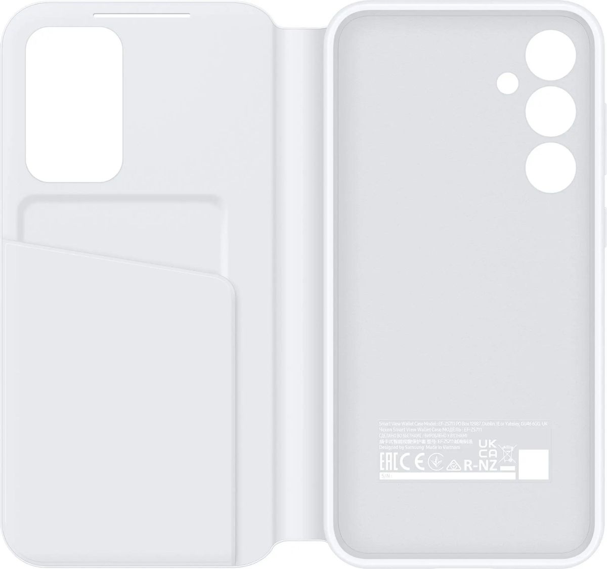 

Чехол-книжка Samsung Smart View Wallet Case для смартфона Samsung Galaxy S23 FE, силикон/микрофибра, белый (EF-ZS711CWEGRU)