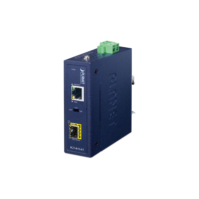 Преобразователь Planet IGT-815AT, 1xEthernet в 1xОдномодовое оптоволокно, IP30 - фото 1