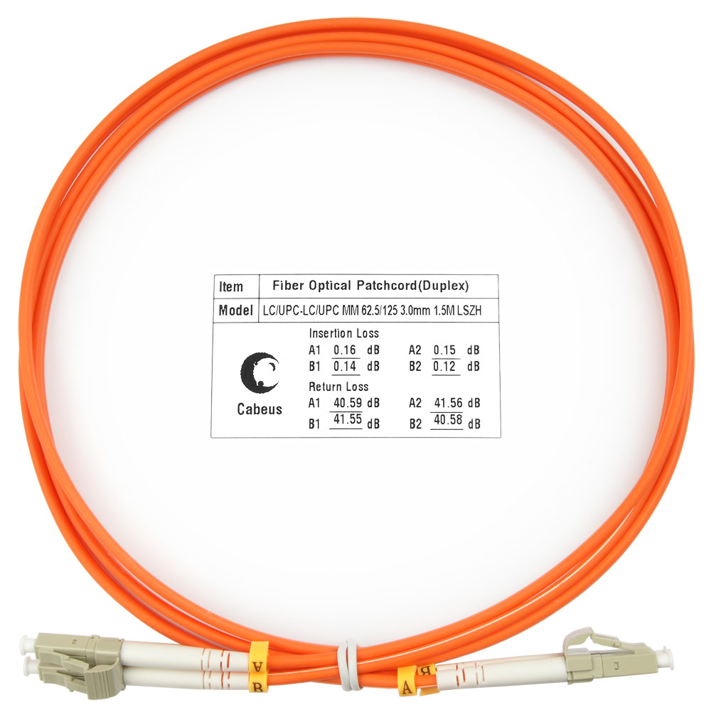 

Патч-корд оптический Cabeus FOP-62-LC-LC-1,5m, LC/UPC-LC/UPC, многомодовый, 62.5/125, OM1, двойной, 1.5 м, LSZH, оранжевый (FOP-62-LC-LC-1,5m), FOP-62-LC-LC-1,5m