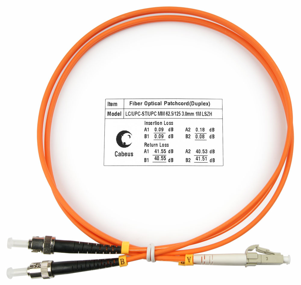 

Патч-корд оптический Cabeus FOP-62-LC-ST-1m, LC/UPC-ST/UPC, многомодовый, 62.5/125, OM1, двойной, 1 м, LSZH, оранжевый (FOP-62-LC-ST-1m), FOP-62-LC-ST-1m