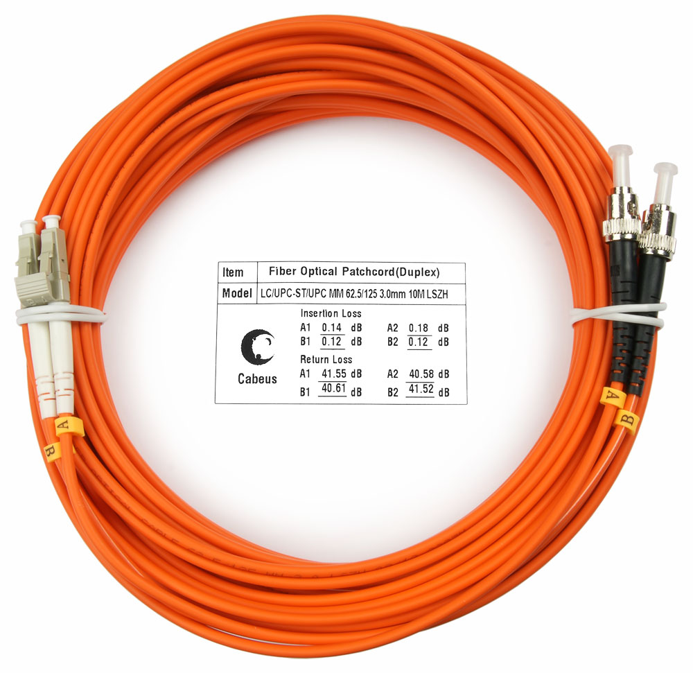 

Патч-корд оптический Cabeus FOP-62-LC-ST-20m, LC/UPC-ST/UPC, многомодовый, 62.5/125, OM1, двойной, 20 м, LSZH, оранжевый (FOP-62-LC-ST-20m), FOP-62-LC-ST-20m