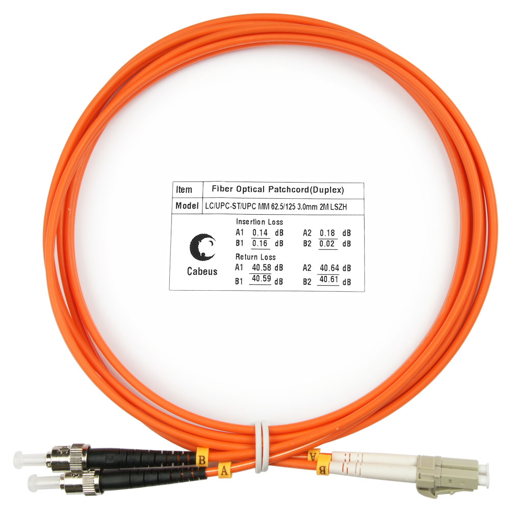 

Патч-корд оптический Cabeus FOP-62-LC-ST-2m, LC/UPC-ST/UPC, многомодовый, 62.5/125, OM1, двойной, 2 м, LSZH, оранжевый (FOP-62-LC-ST-2m), FOP-62-LC-ST-2m