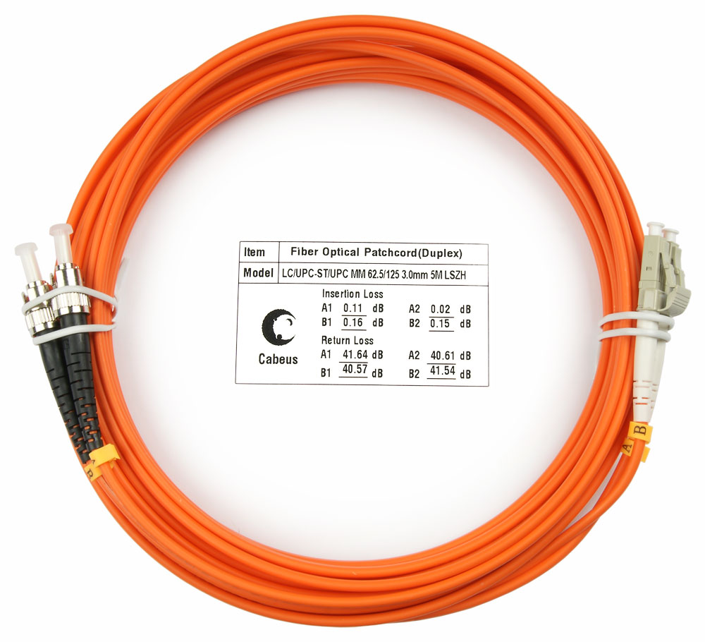 

Патч-корд оптический Cabeus FOP-62-LC-ST-5m, LC/UPC-ST/UPC, многомодовый, 62.5/125, OM1, двойной, 5 м, LSZH, оранжевый (FOP-62-LC-ST-5m), FOP-62-LC-ST-5m