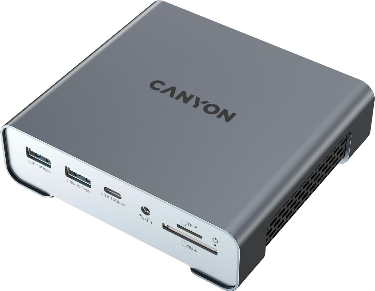 Док-станция Canyon CNS-HDS96, 3840x2160 (4K), USB Type-C, серебристый (CNS-HDS96)