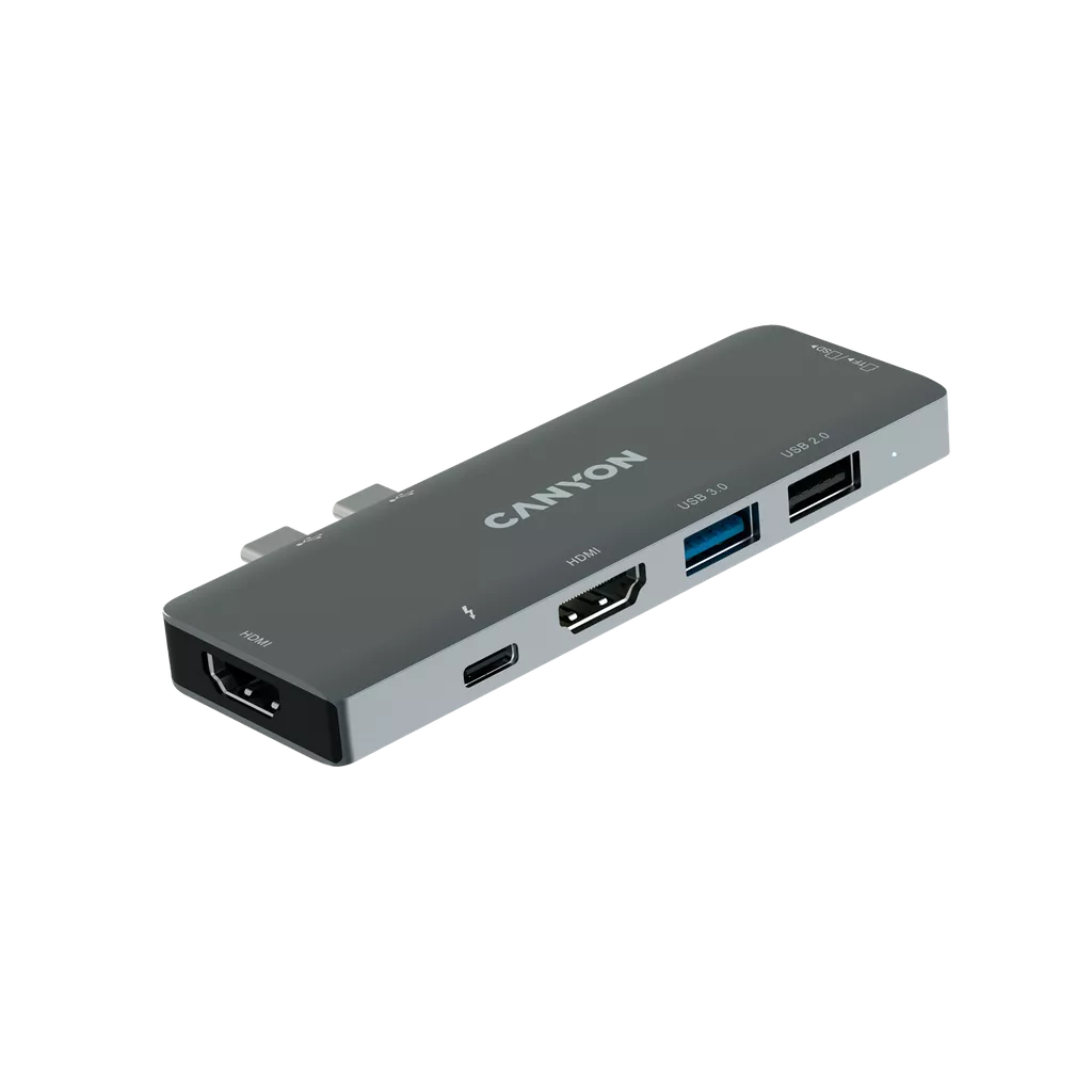 Док-станция Canyon DS-5, 3840x2160 (4K), 2xUSB Type-C, серый (CNS-TDS05B)