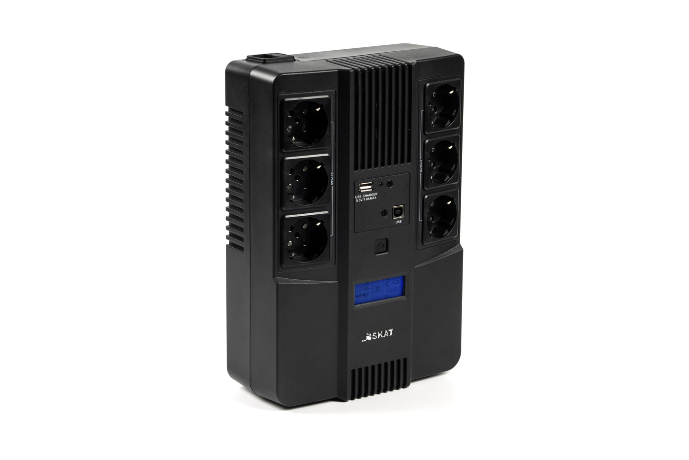 ИБП БАСТИОН SKAT-UPS SKAT-UPS 800-AID-IN-1x9, 800 VA, 480 Вт, EURO, розеток - 6, USB, черный (8935)