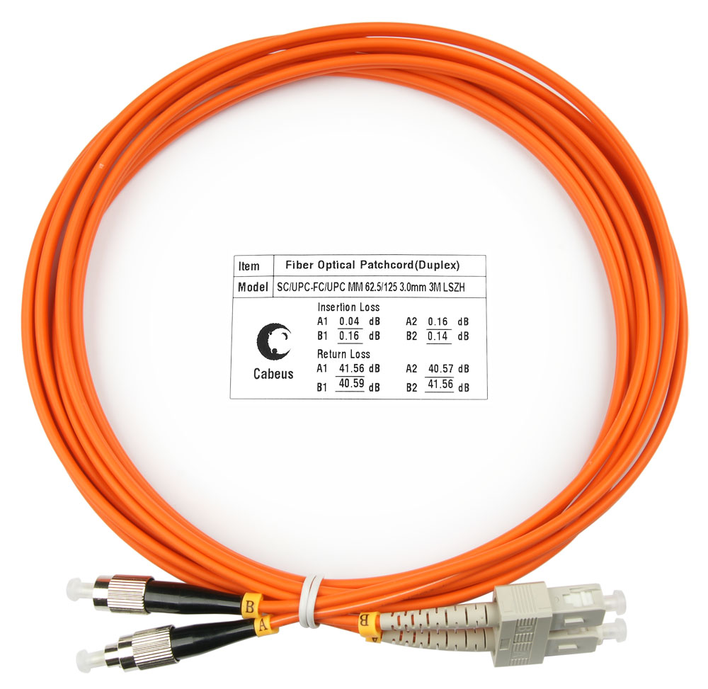 

Патч-корд оптический Cabeus FOP-62-SC-FC-3m, SC/UPC-FC/UPC, многомодовый, 62.5/125, OM1, двойной, 3 м, LSZH, оранжевый (FOP-62-SC-FC-3m), FOP-62-SC-FC-3m