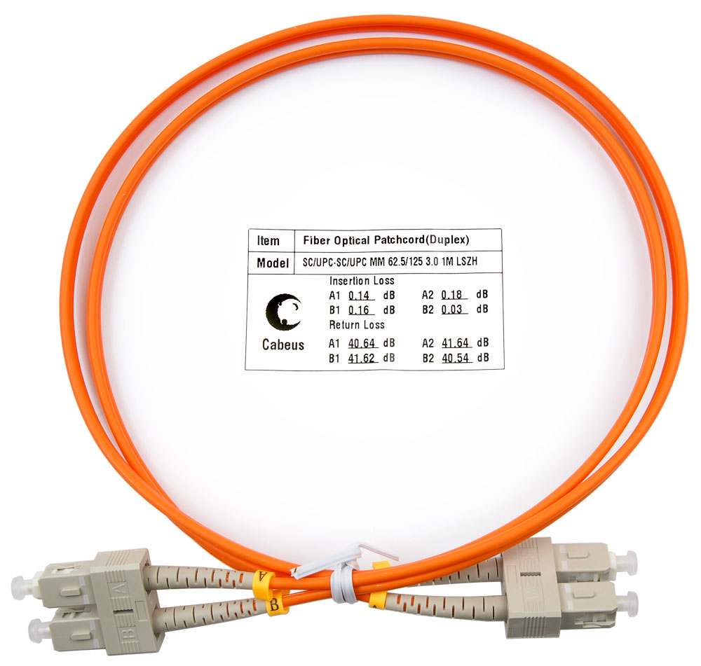 

Патч-корд оптический Cabeus FOP-62-SC-SC-1m, SC/UPC-SC/UPC, многомодовый, 62.5/125, OM1, двойной, 1 м, LSZH, оранжевый (FOP-62-SC-SC-1m), FOP-62-SC-SC-1m