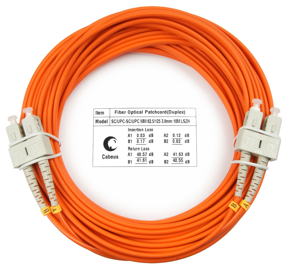 

Патч-корд оптический Cabeus FOP-62-SC-SC-10m, SC/UPC-SC/UPC, многомодовый, 62.5/125, OM1, двойной, 10 м, LSZH, оранжевый (FOP-62-SC-SC-10m), FOP-62-SC-SC-10m