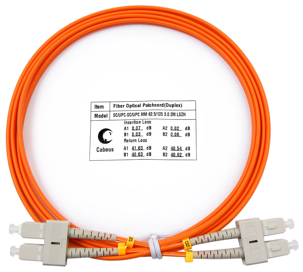 

Патч-корд оптический Cabeus FOP-62-SC-SC-2m, SC/UPC-SC/UPC, многомодовый, 62.5/125, OM1, двойной, 2 м, LSZH, оранжевый (FOP-62-SC-SC-2m), FOP-62-SC-SC-2m