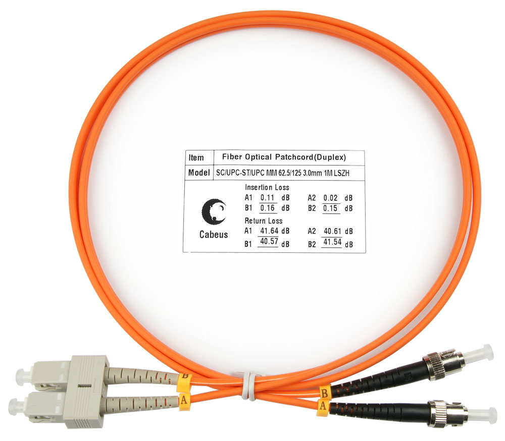 

Патч-корд оптический Cabeus FOP-62-SC-ST-1m, SC/UPC-ST/UPC, многомодовый, 62.5/125, OM1, двойной, 1 м, LSZH, оранжевый (FOP-62-SC-ST-1m), FOP-62-SC-ST-1m
