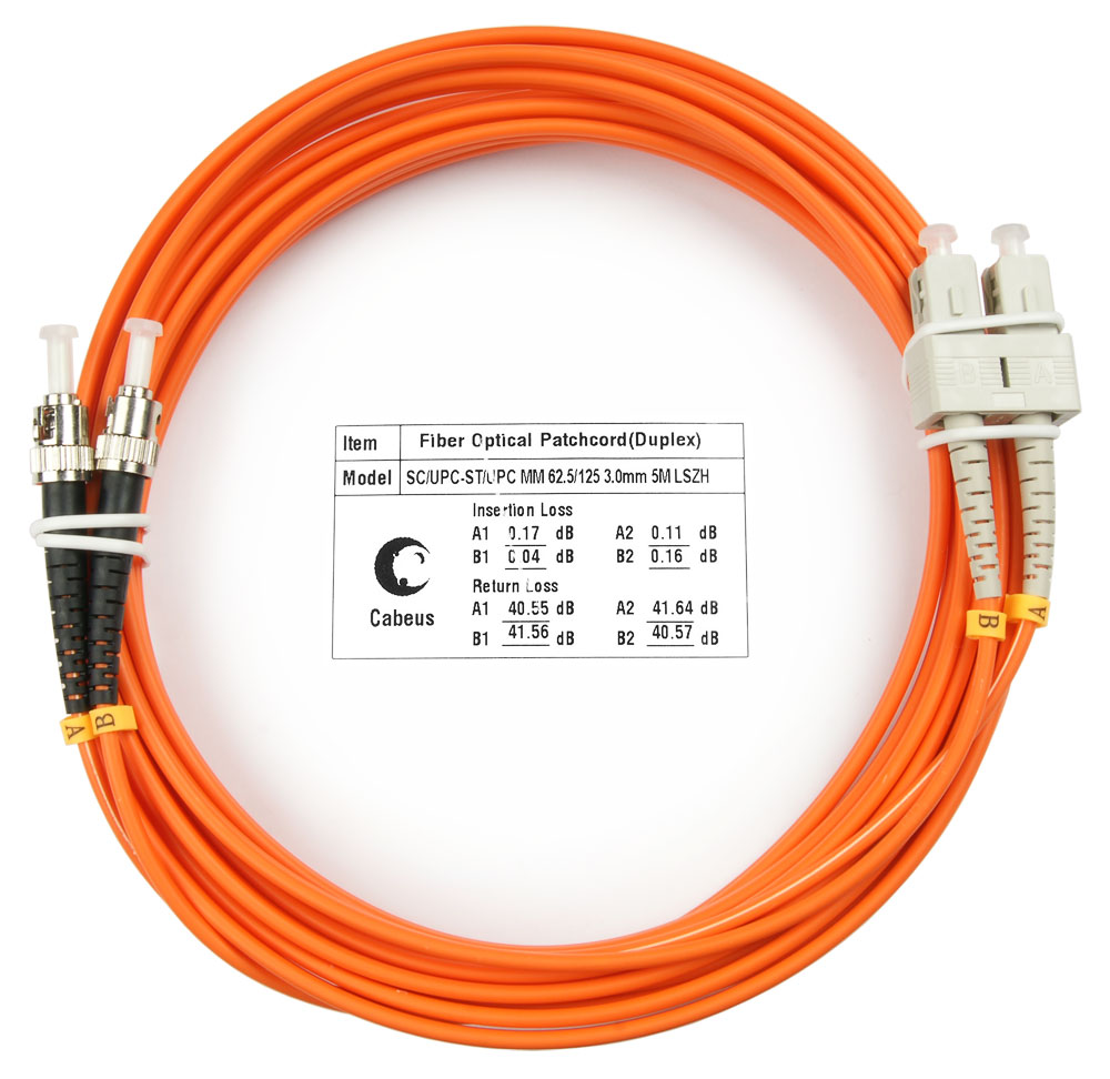 

Патч-корд оптический Cabeus FOP-62-SC-ST-5m, SC/UPC-ST/UPC, многомодовый, 62.5/125, OM1, двойной, 5 м, LSZH, оранжевый (FOP-62-SC-ST-5m), FOP-62-SC-ST-5m