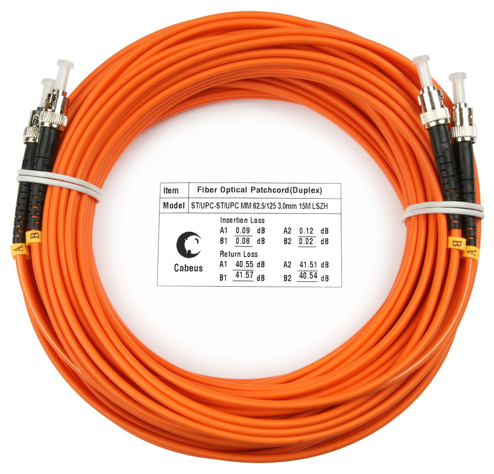 

Патч-корд оптический Cabeus FOP-62-ST-ST-20m, ST/UPC-ST/UPC, многомодовый, 62.5/125, OM1, двойной, 20 м, LSZH, оранжевый (FOP-62-ST-ST-20m), FOP-62-ST-ST-20m