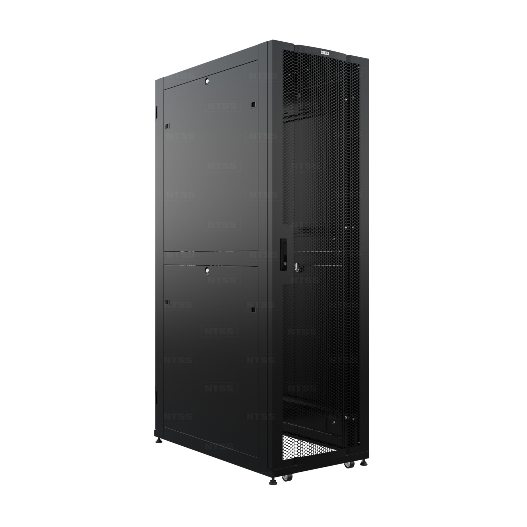 Шкаф серверный напольный 48U 800x1070 мм, перфорация/металл, черный, NTSS ПРОЦОД DS (NTSS-DS48-80107)