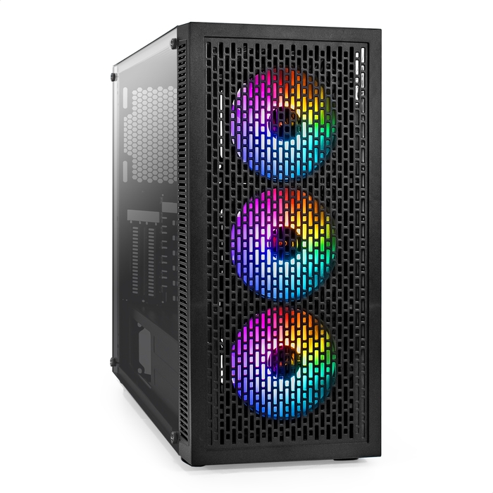 Корпус ExeGate EVO-5001A, ATX, Midi-Tower, USB 3.2, RGB подсветка, черный, без БП (EX295766RUS)