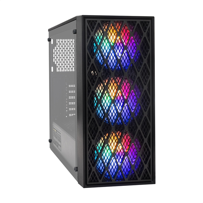Корпус ExeGate EVO-8243-EVO800, ATX, Midi-Tower, USB 3.2, RGB подсветка, черный, 800 Вт (EX296075RUS)