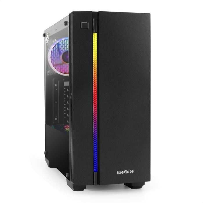 Корпус ExeGate EVO-9201-EVO800, ATX, Midi-Tower, USB 3.0, RGB подсветка, черный, 800 Вт (EX296076RUS)