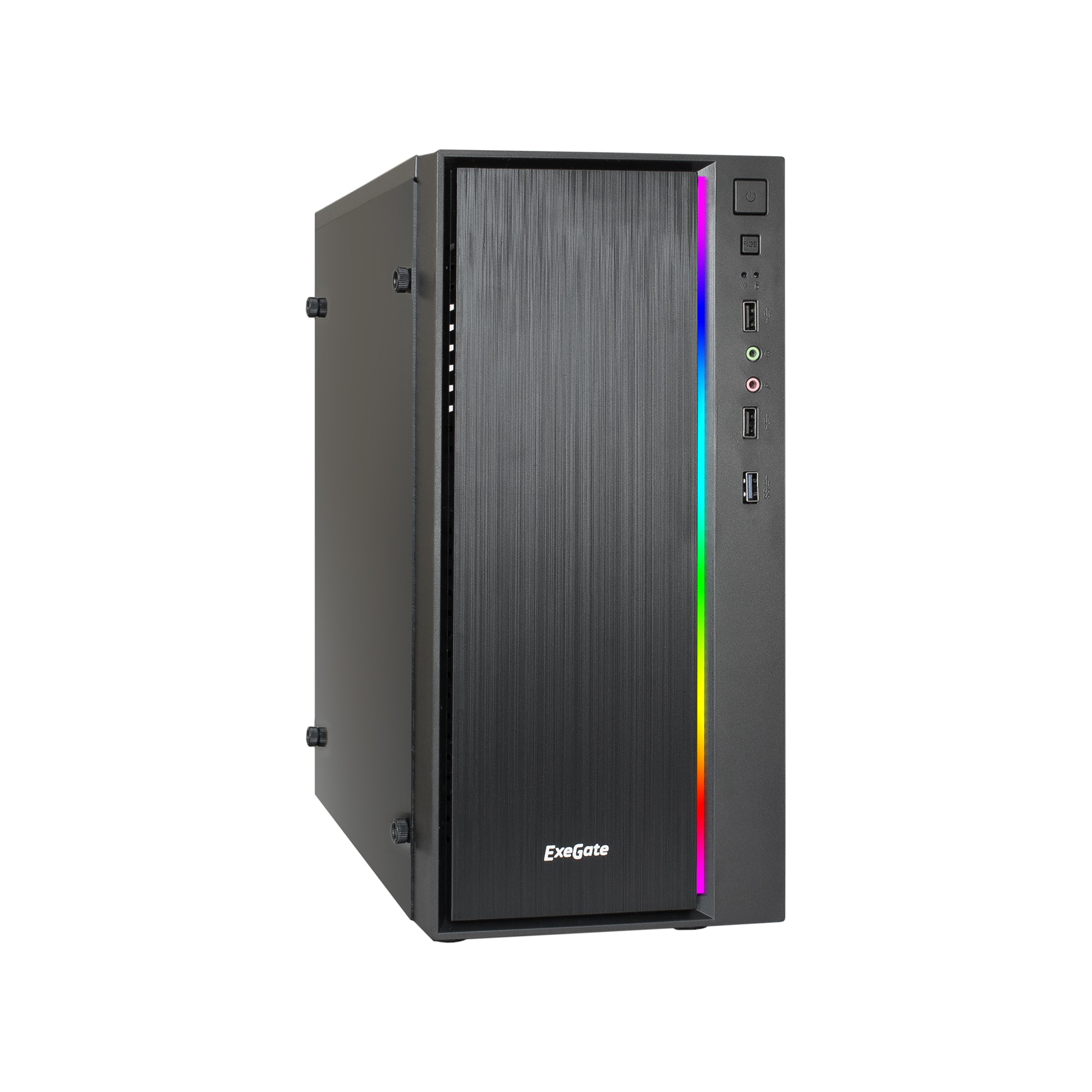 Корпус ExeGate mEVO-9301-EVO800, mATX, Mini-Tower, USB 3.0, RGB подсветка, черный, 800 Вт (EX296070RUS)