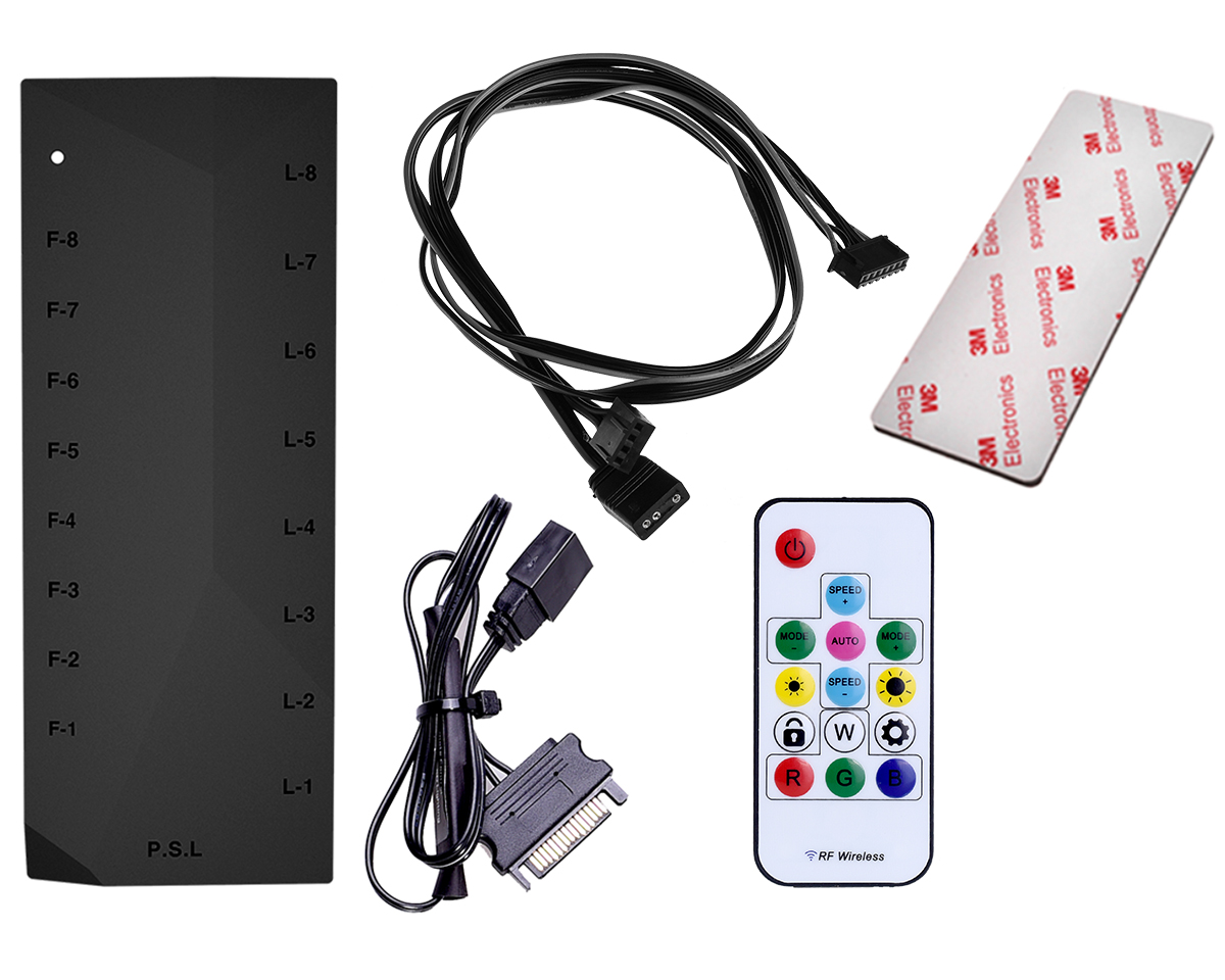 

Контроллер подсветки (хаб) ID-cooling HA-02C, 3 pin 5V-D-G (ARGB) x8/4 pin PWM x8/0, черный, HA-02C