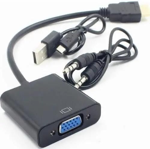 

Переходник (адаптер) HDMI(19M)-VGA(15F)/Jack 3.5mm(F), 15 см, черный PREMIER (5-983A)