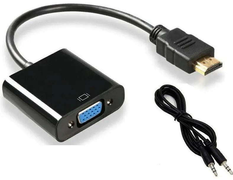 

Переходник (адаптер) HDMI(19M)-VGA(15F)/Jack 3.5mm(F), 15 см, черный PREMIER (5-983)