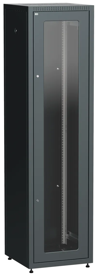 

Шкаф телекоммуникационный напольный 33U 600x600 мм, стекло/металл, черный, разборный, ITK LINEA E LE05-33U66-GM (LE05-33U66-GM), LE05-33U66-GM