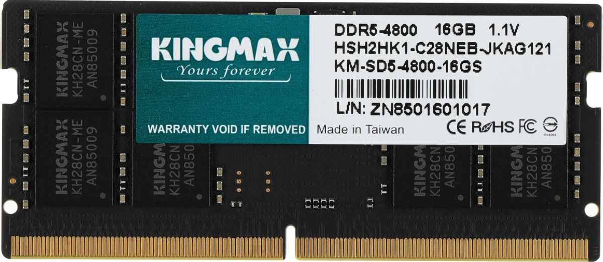

Память DDR5 SODIMM 16Gb, 4800MHz, CL40, 1.1V, Kingmax (KM-SD5-4800-16GS) Retail, KM-SD5-4800-16GS
