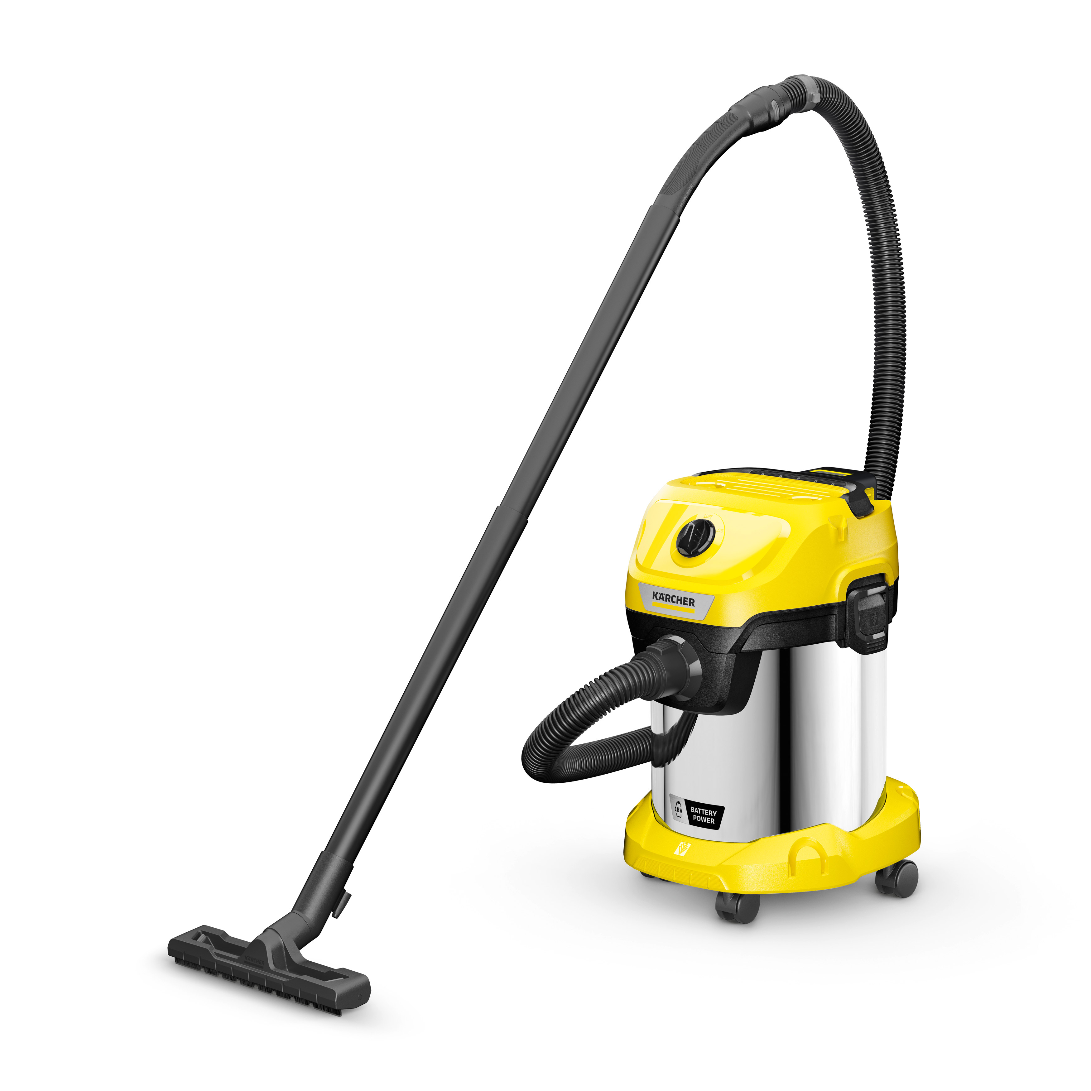 

Строительный пылесос KARCHER WD 3-18 S V-17/20 BATTERY SET, аккумуляторный, 225 Вт, влажная, сухая уборка, объем пылесборника 17 л, контейнер, мешок, диаметр шланга 3.5 см, длина шланга 2 м, 4.05 кг (1.628-576.0) АКБ+ЗУ, WD 3-18 S V-17/20 BATTERY SET