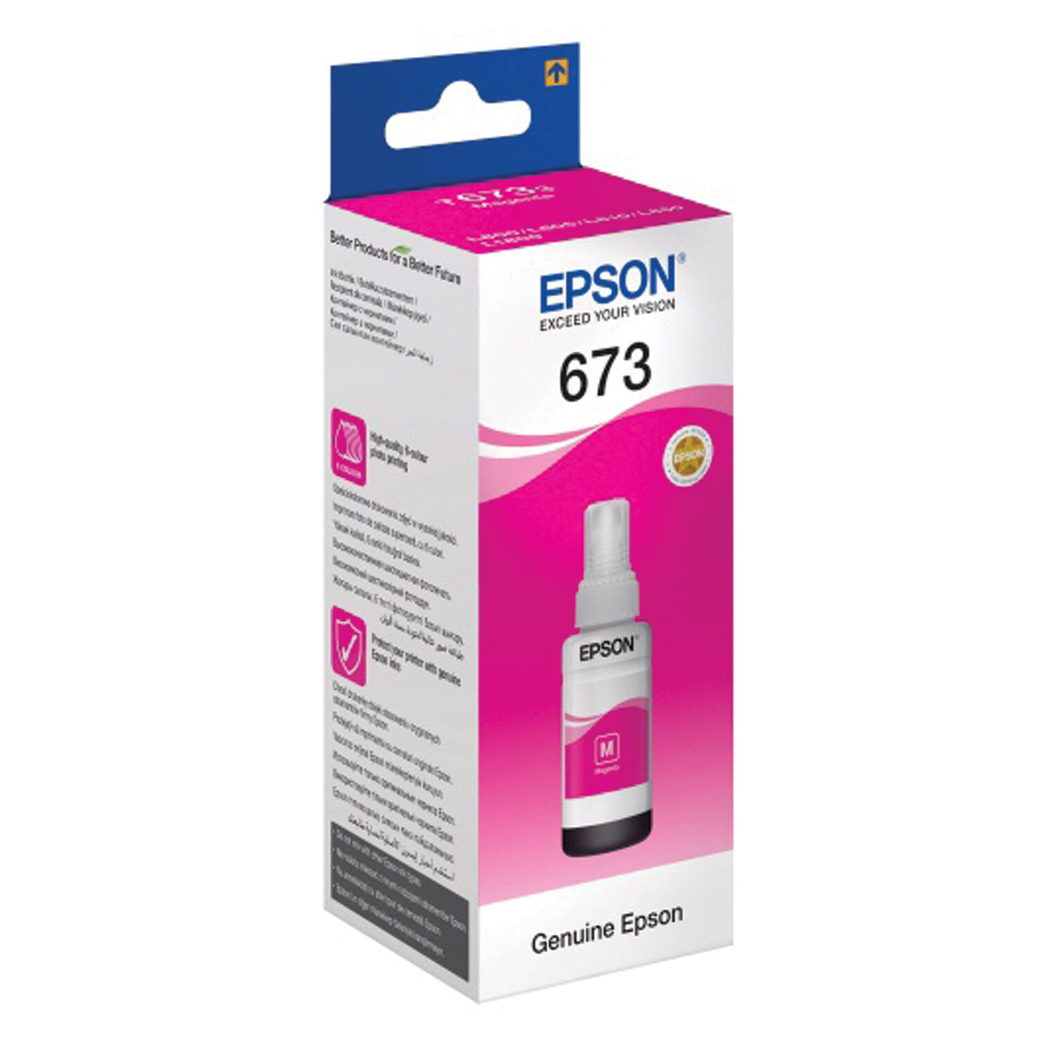 Чернила Epson 673, 70 мл, светло-пурпурный, оригинальные для Epson L800/L805/L810/L850/L1800 (C13T67364A/C13T673698)