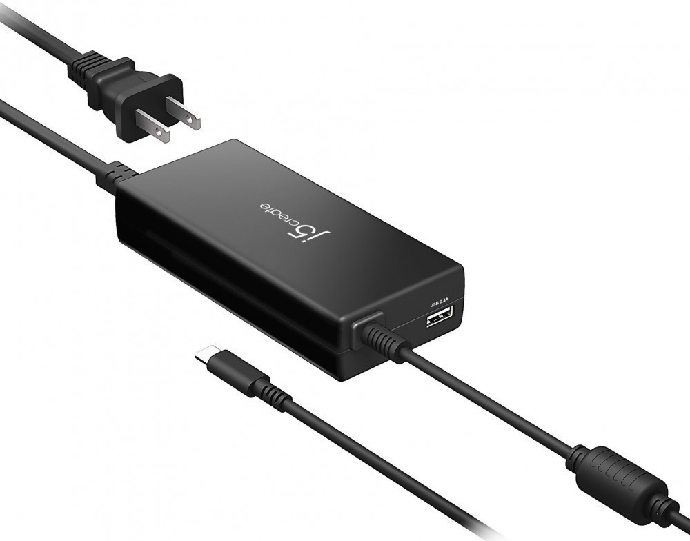 Сетевое зарядное устройство j5create JUP2290 100 Вт, USB, Quick Charge, PD, черный (JUP2290), кабель USB Type C