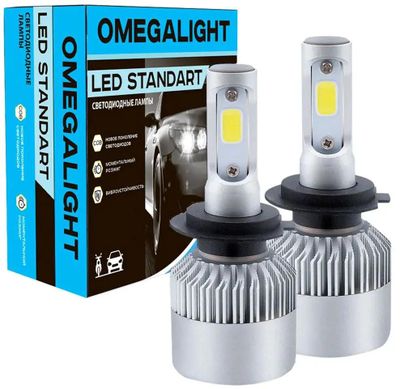 Лампа автомобильная светодиодная OMEGA LIGHT, ближний/дальний свет, 25 Вт, 12 В, H7, 6000 K, 2 шт. (OLLEDH7ST-1)