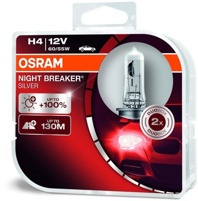 

Лампа автомобильная галогенная Osram, ближний/дальний свет, 55 Вт, 12 В, H4, 2 шт. (64193NBS-HCB)