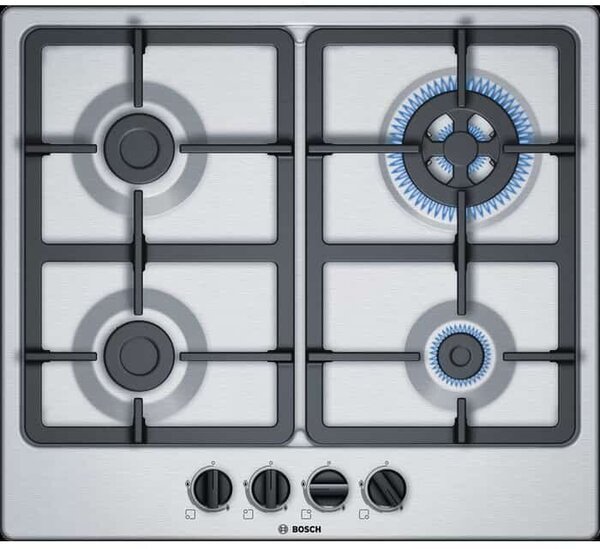 

Газовая варочная панель Bosch Serie 4 PGH6B5B90, 4 конфорки, серебристый (PGH6B5B90), PGH6B5B90